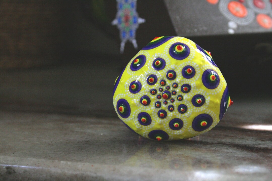 Rainbow Rocks In Reverse Yellow Mandala Rock, Rainbow Colors Decor, Reverse Rainbow Good Luck ...