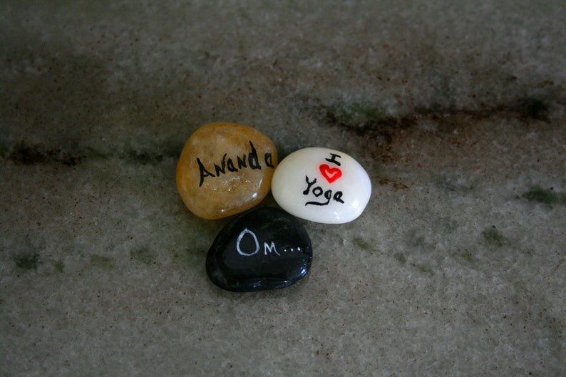 Small Painted Rocks Favorite Yogi Gift, Inspirational Stones Hand Painted Gift, Beach Stones Garden Ornaments, Pocket Pebbles for Healing image 2