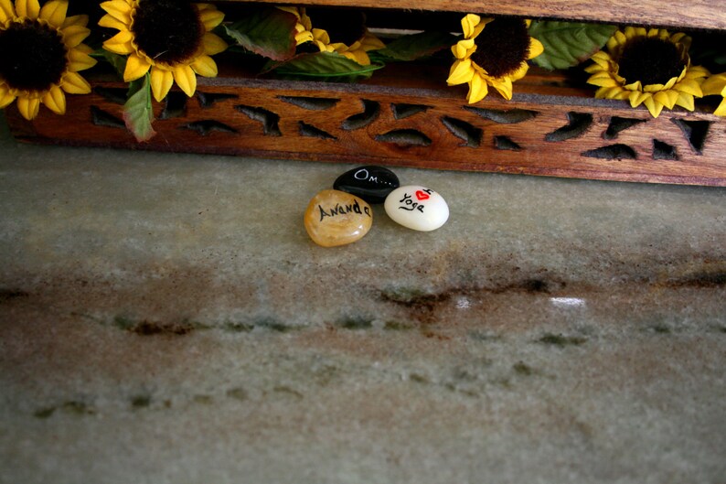 Small Painted Rocks Favorite Yogi Gift, Inspirational Stones Hand Painted Gift, Beach Stones Garden Ornaments, Pocket Pebbles for Healing image 3