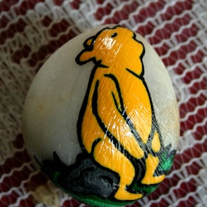 Original Winnie the Pooh by A.A. Milne, Pooh Sitting on a Rock Yawning, Art on Stone, Pooh Painting, Classic Illustration by E.H. Shepard