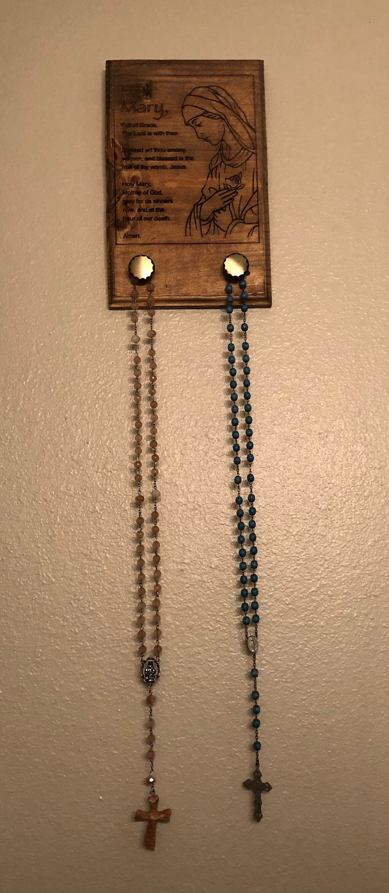 Rosary Rack Wooden Rosary Wall Holder - Etsy