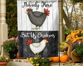 Chicken and Farm Welcome Garden Flag, Funny Chicken Flag, Spring Garden Flag, Summer Garden Flag, Porch Decor, Housewarming Gift KBRB31