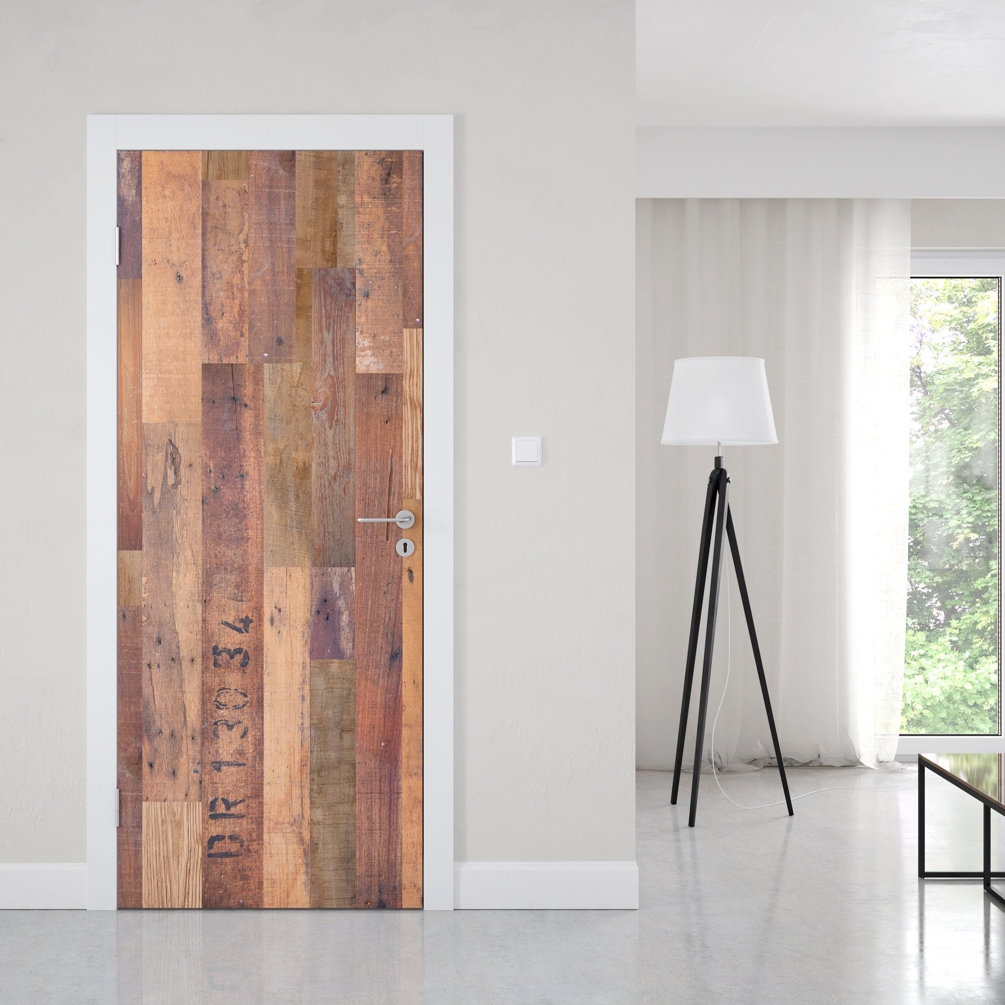 Reclaimed Wood Barn Door Wrap Peel And Stick Wallpaper Etsy