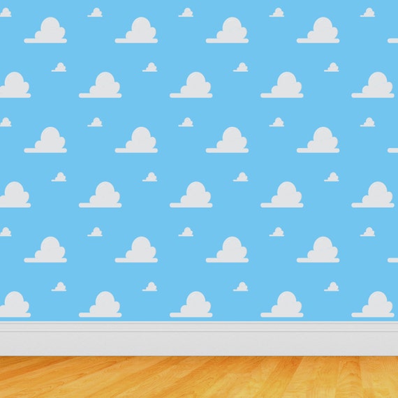 Self Adhesive Wallpaper Removable Wall Mural Toy Story Inspired Clouds Pattern Andy S Room Hd Print