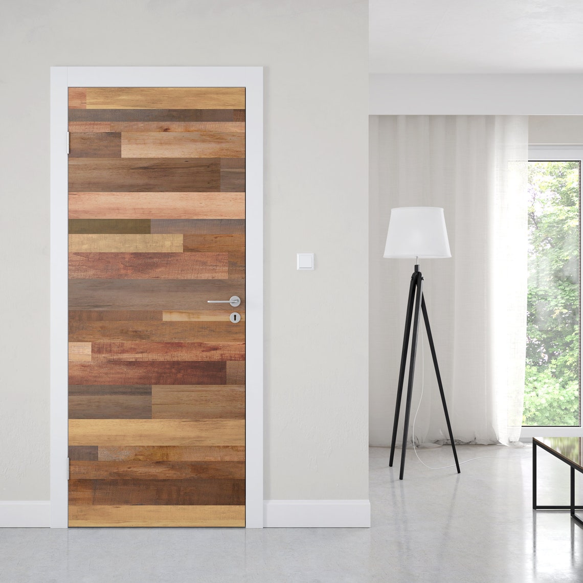 Reclaimed Wood Barn Door Wrap Self Adhesive Vinyl Door Wrap Etsy