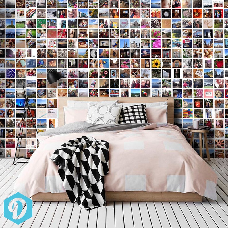 Wall Decal Photo Montage Personalized Photo Collage on Adhesive Vinyl Fridge Sticker Door Wrap Use as Wallpaper