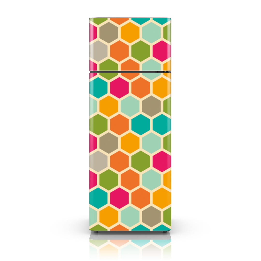 Fridge Decal Colourful Retro Hexagon Removable - Etsy