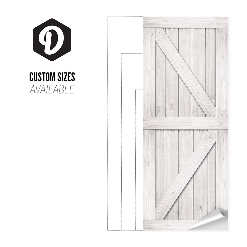 Door Mural SelfAdhesive Vinyl Wrap White Wooden Barn Door Removable