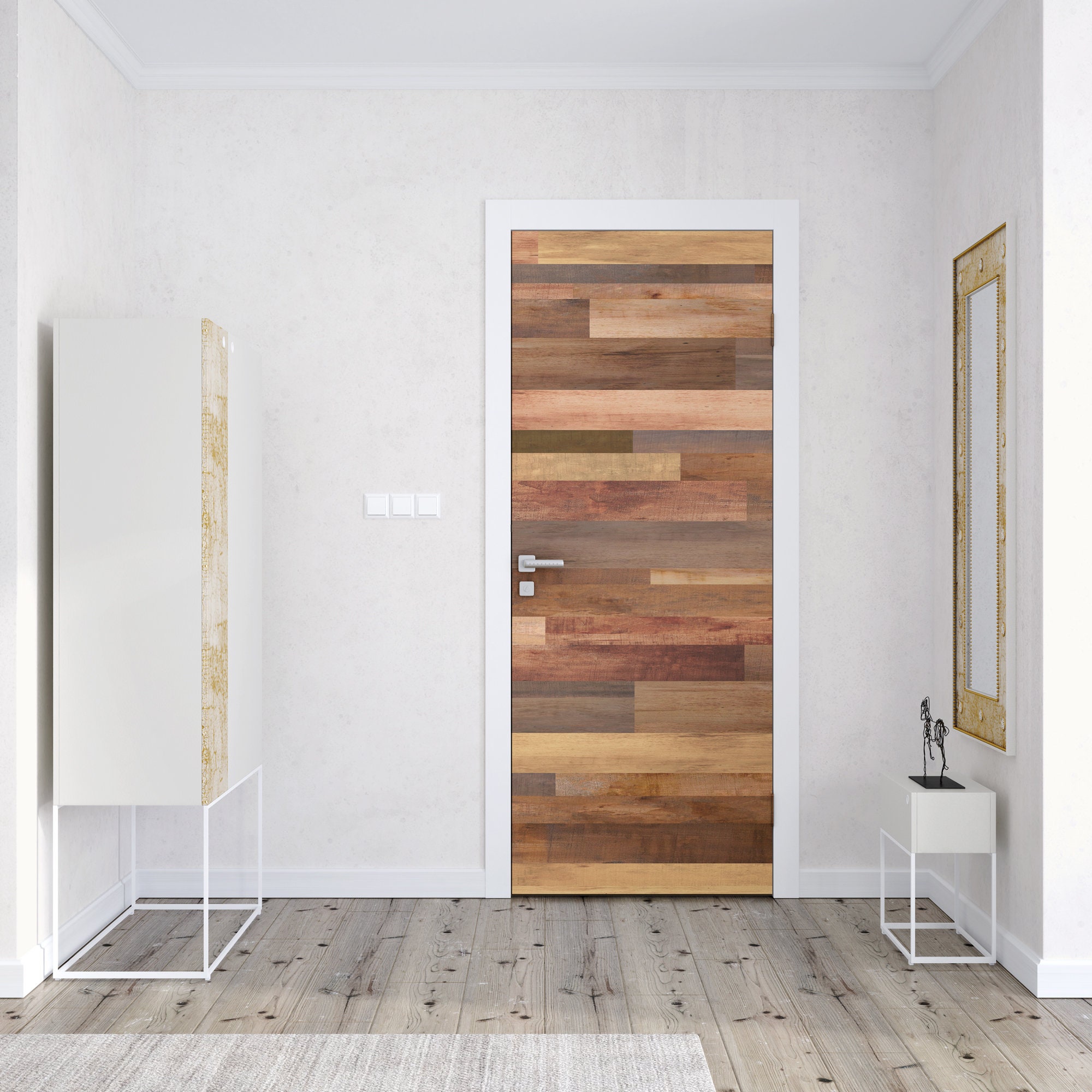 Reclaimed Wood Barn Door Wrap Self Adhesive Vinyl Door Wrap Etsy