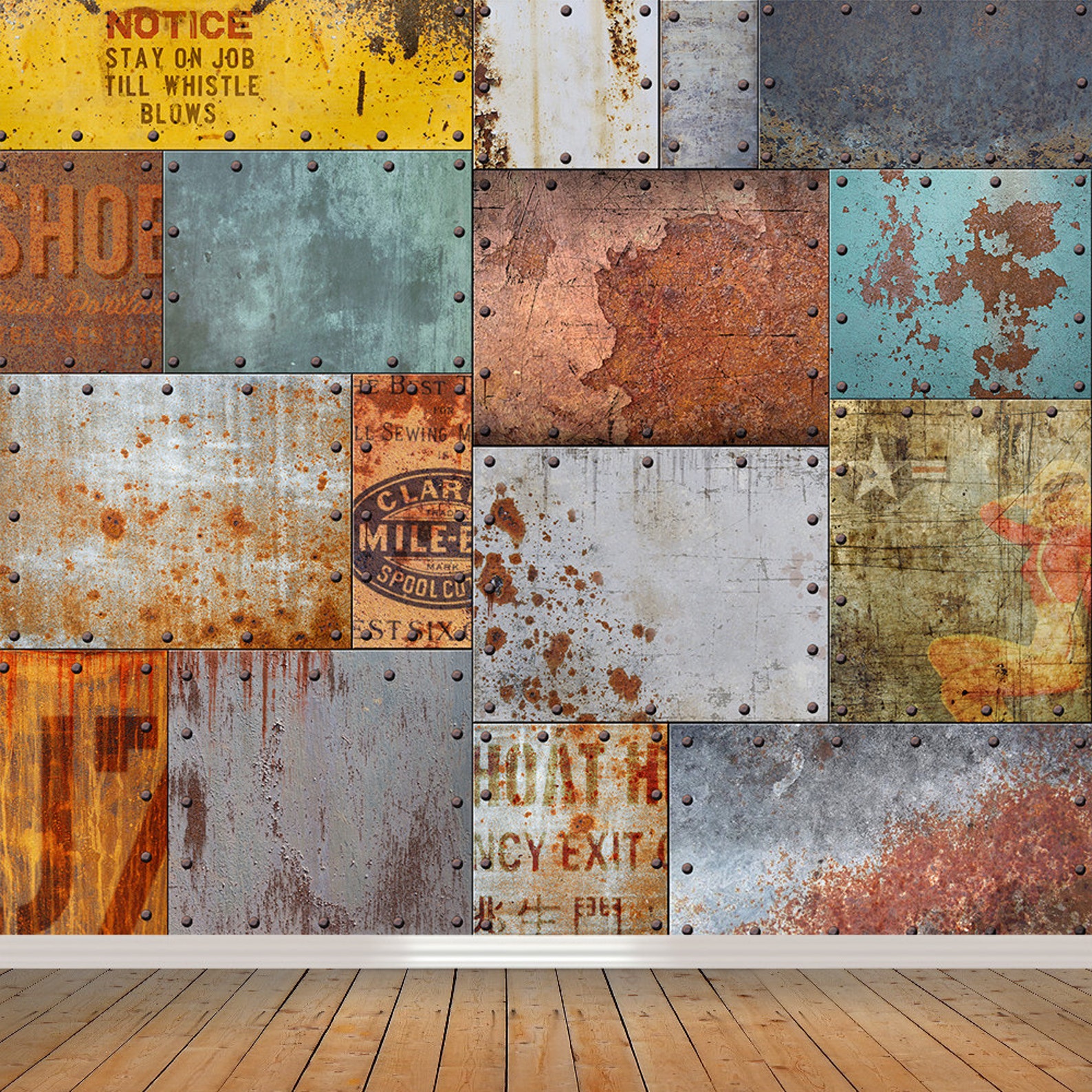 Peel and Stick Vinyl Wallpaper / Vintage Rusty Steel Mural / Etsy UK