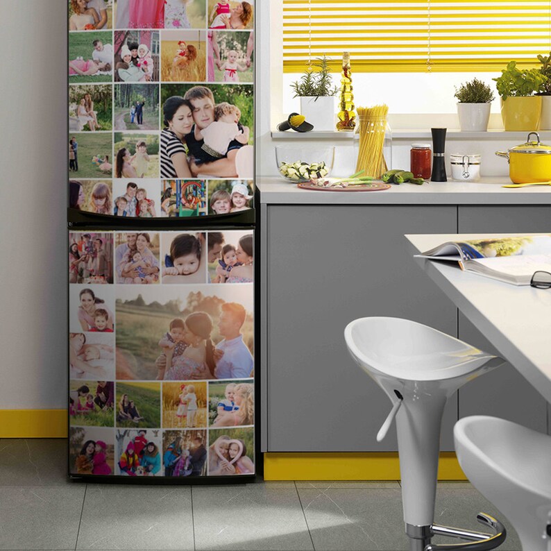Wall Decal Photo Montage Personalized Photo Collage on Adhesive Vinyl Fridge Sticker Door Wrap Use as Wallpaper