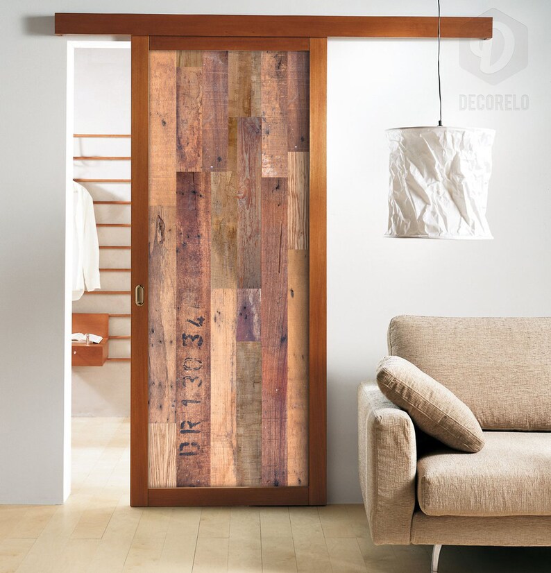 Reclaimed Wood Barn Door Wrap Peel and Stick Wallpaper Etsy