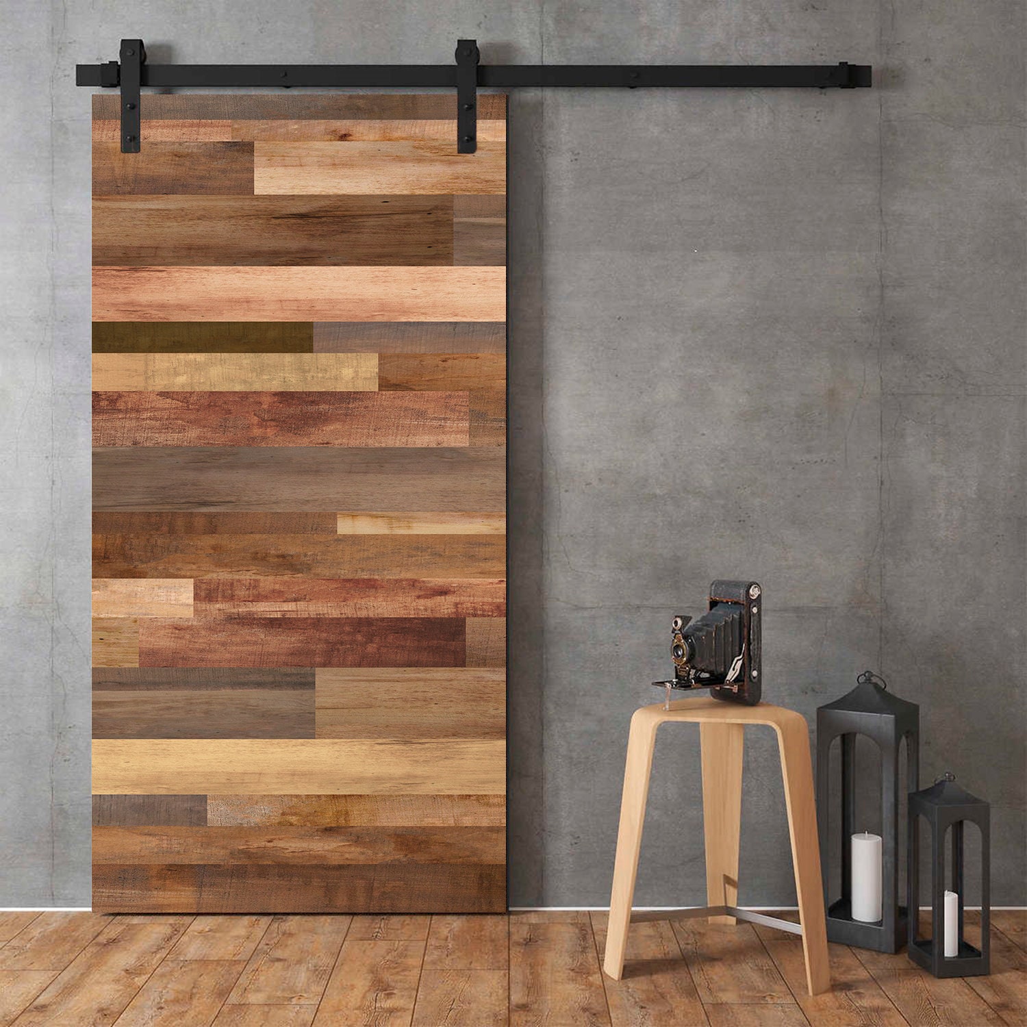 Reclaimed Wood Barn Door Wrap Self Adhesive Vinyl Door Wrap Etsy