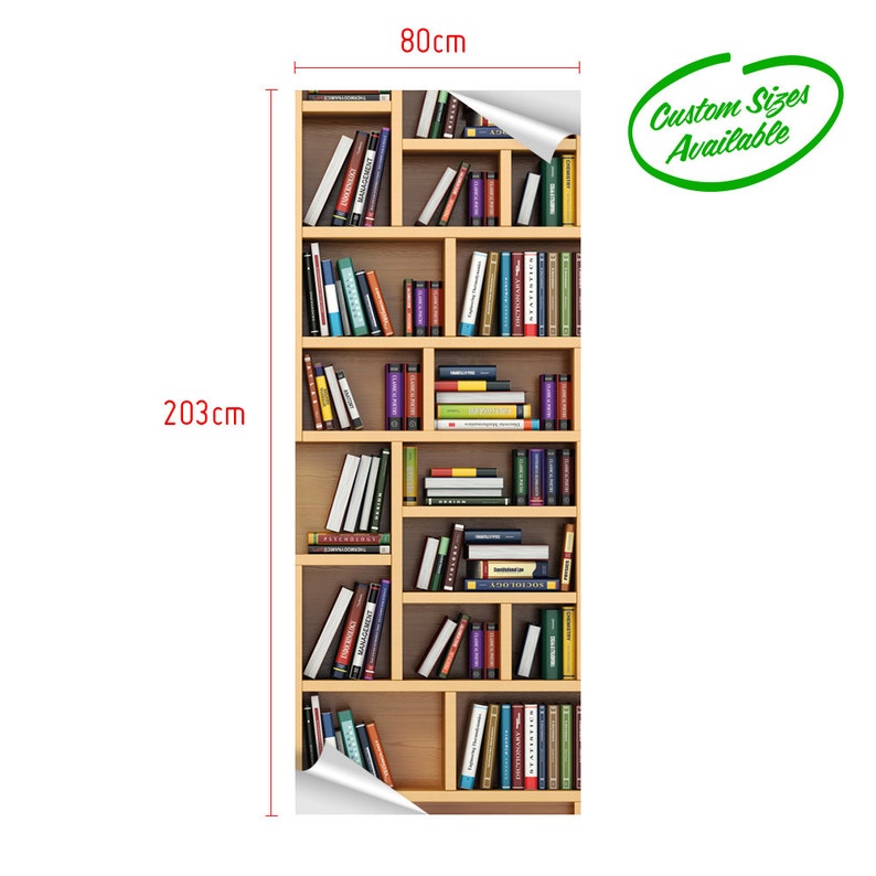 Door Mural Self Adhesive Vinyl Sticker Bookcase With Books Etsy UK
