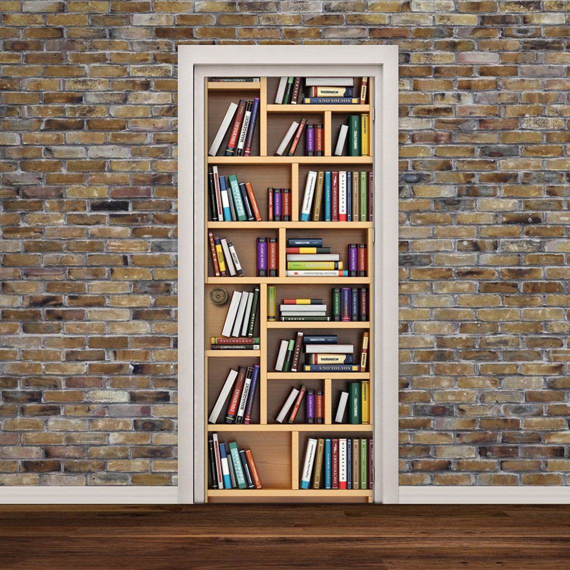 Door Mural Self Adhesive Vinyl Sticker Bookcase With Books Etsy Canada