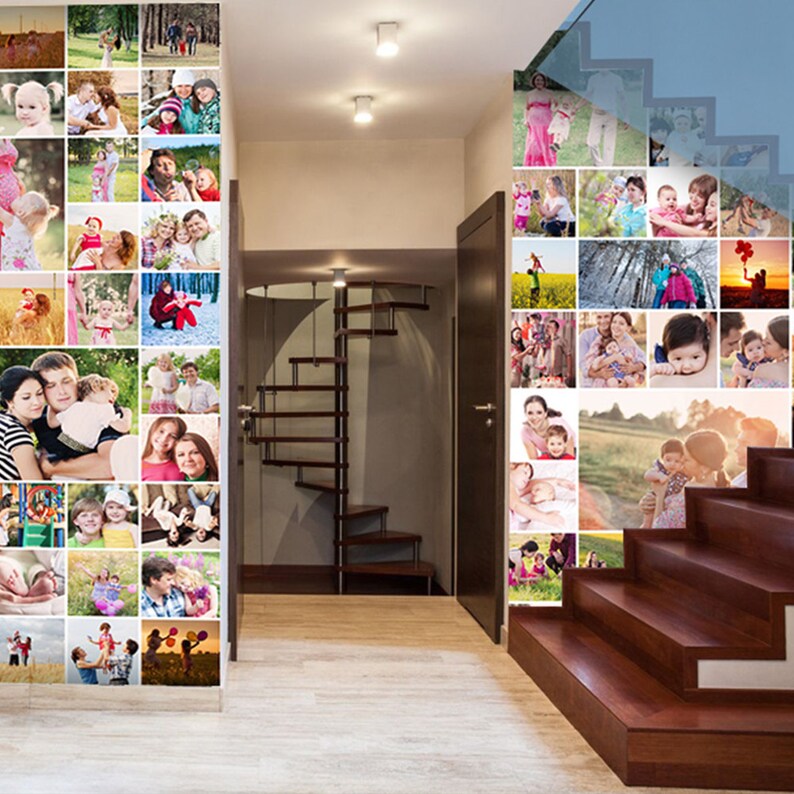 Wall Decal Photo Montage Personalized Photo Collage on Adhesive Vinyl Fridge Sticker Door Wrap Use as Wallpaper