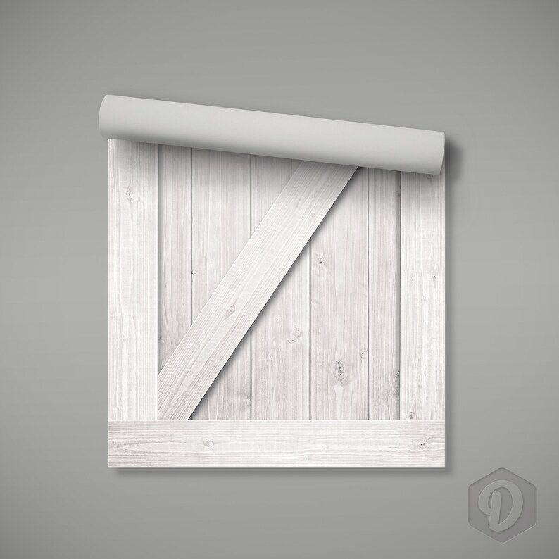 Door Mural SelfAdhesive Vinyl Wrap White Wooden Barn Door Removable