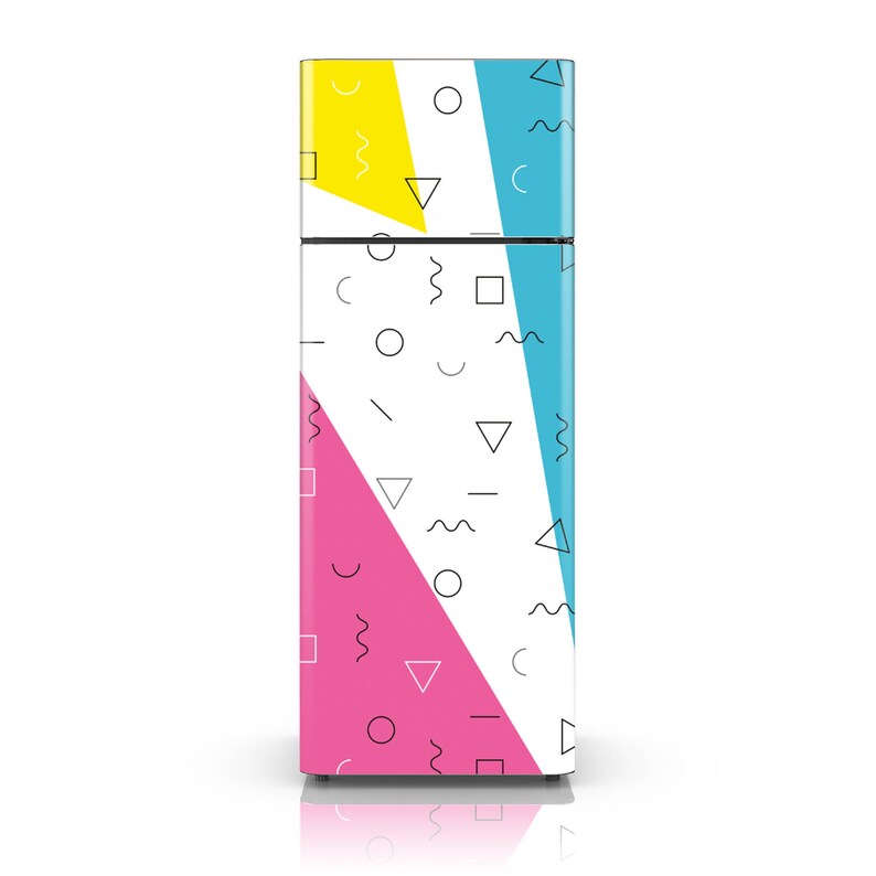 Fridge Wrap Self Adhesive Vinyl Decal Colourful Triangles Geometric Pattern Fridge Skin Vinyl Sticker Peel and Stick Wallpaper