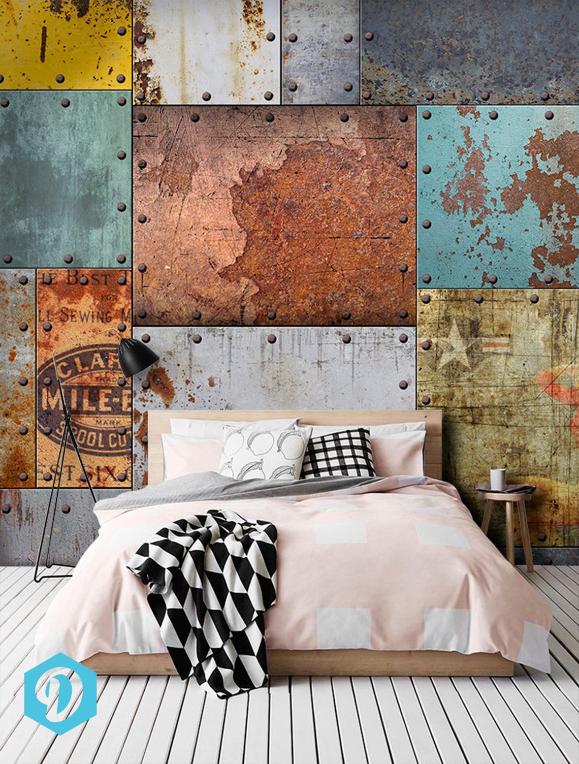 Peel and Stick Vinyl Wallpaper / Vintage Rusty Steel Mural / Etsy