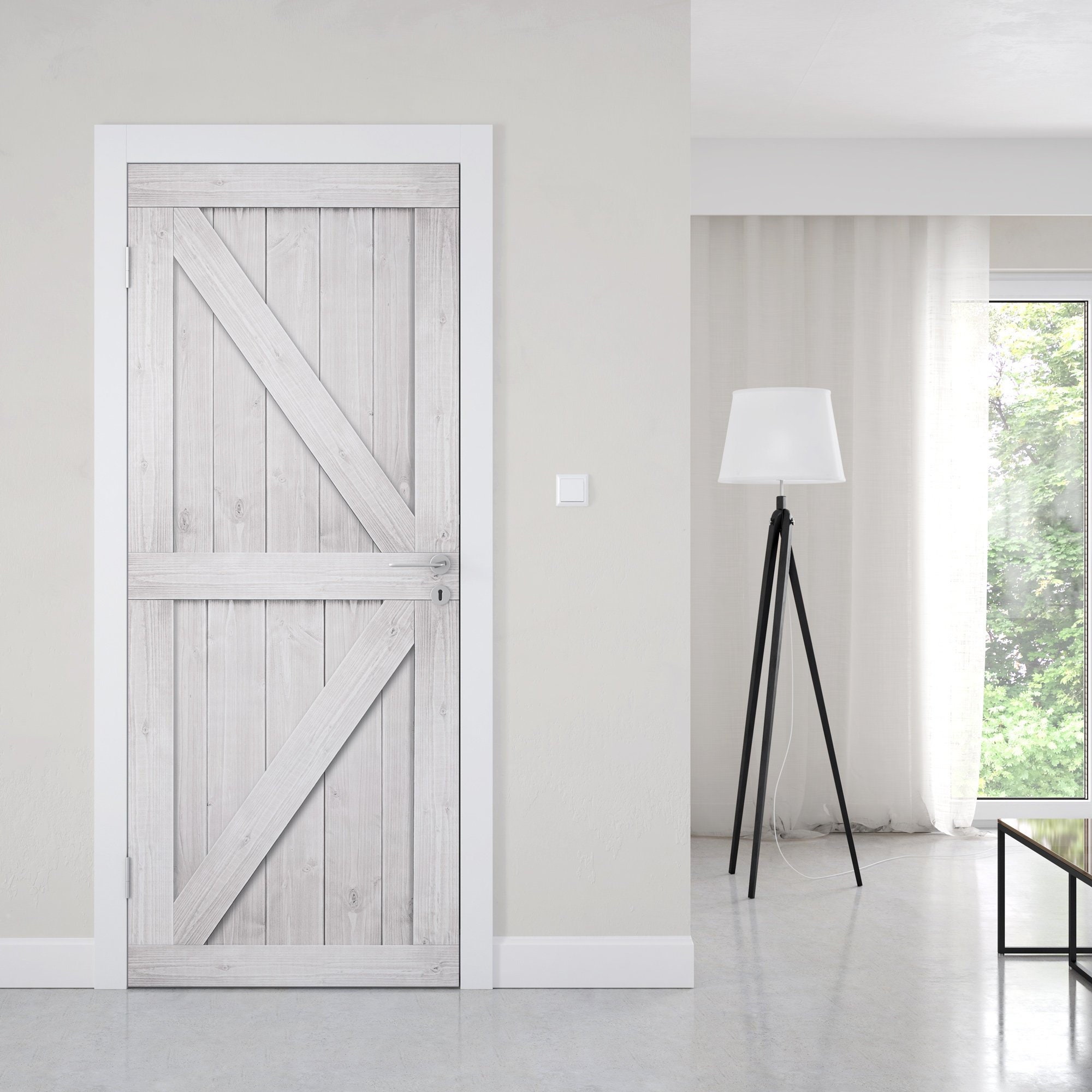 Door Mural / Selfadhesive Vinyl Wrap / White Wooden Barn Door Etsy