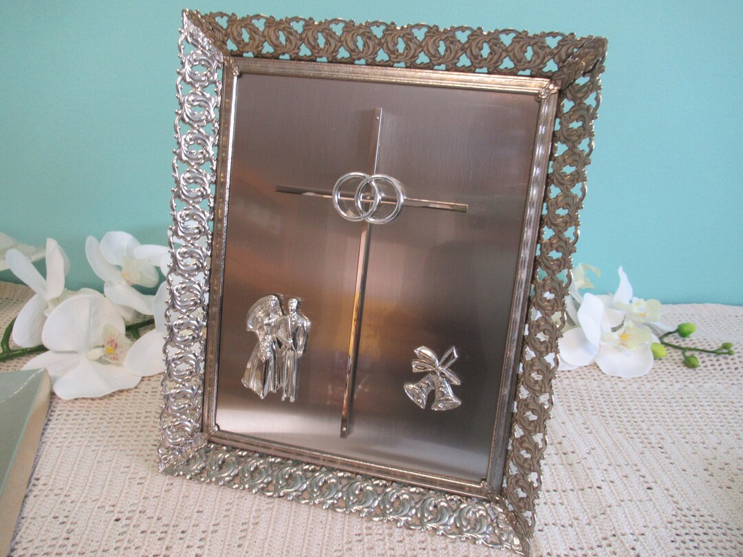 Filigree Pattern Christian Filigree Frame ,silver Color Frame, Wedding Gift, Christian Marriage ...