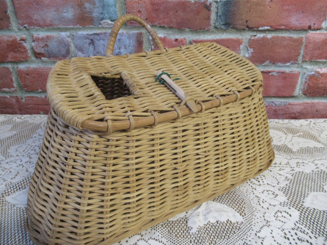 Wicker Fish Basket VINTAGE Fishing Basket Flower Basket Etsy