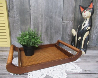 Rattan Wicker Wood Tray | Brown Bed Tray | TV Tray | Antique Tray | Decorative Tray