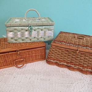 Sewing Basket 3 Differents Model, Wicker Basket, Green Basket, Braided Basket, SOLD INDIVIDUALLY