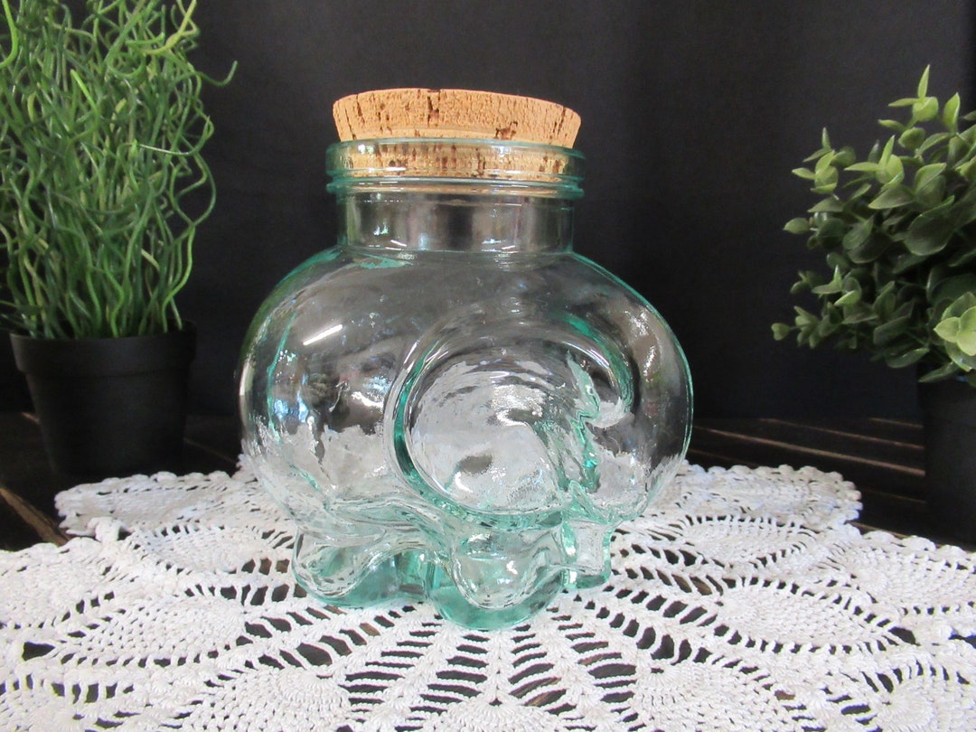 ITALIAN GLASS Jar VINTAGE Elephant Design Jar With Cork Etsy
