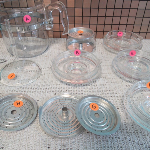 PYREX Replacement Pieces | Coffee Pot | Lid | Handle | Filter Basket Glass | Pump Stem | Trivet