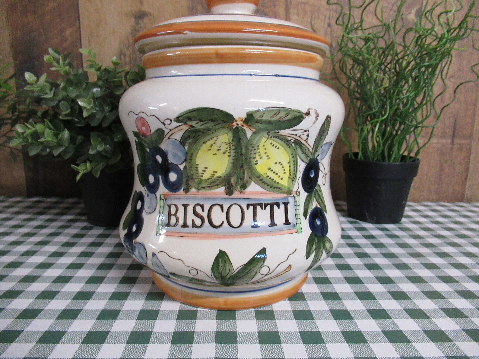 BISCOTTI Cookie Jar VINTAGE Ceramic Kitchen Storage VTG Etsy