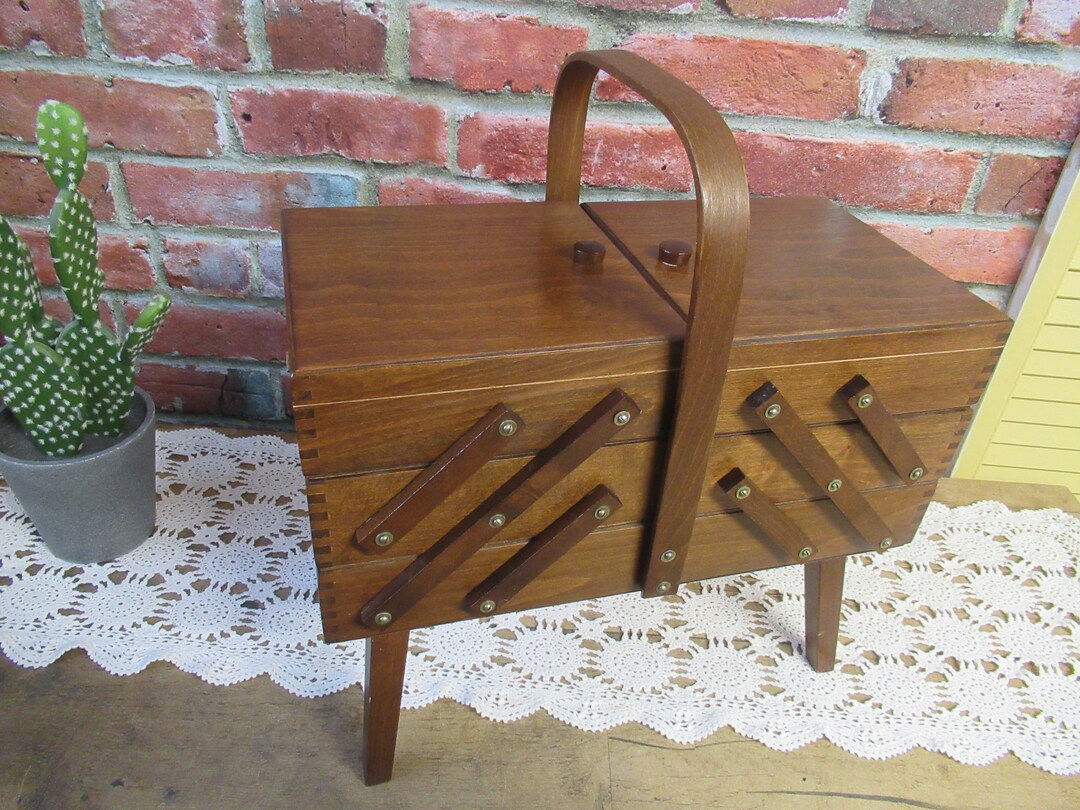 Sewing Boxmade in Romania Large Wooden Sewing Box on Legs Etsy