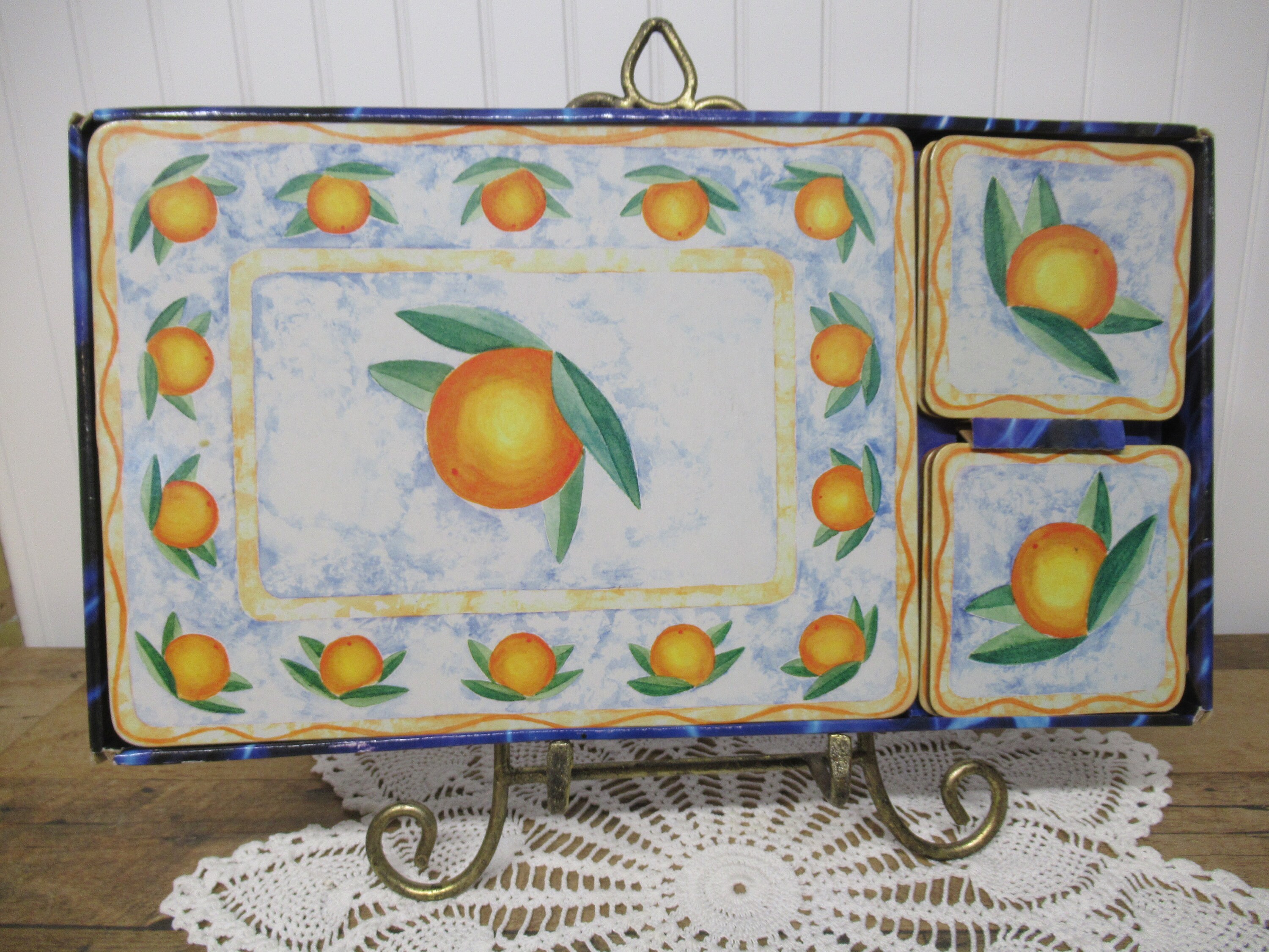 Placemat & Coaster Orange Design / Cork Backed 4 Placemats And Etsy