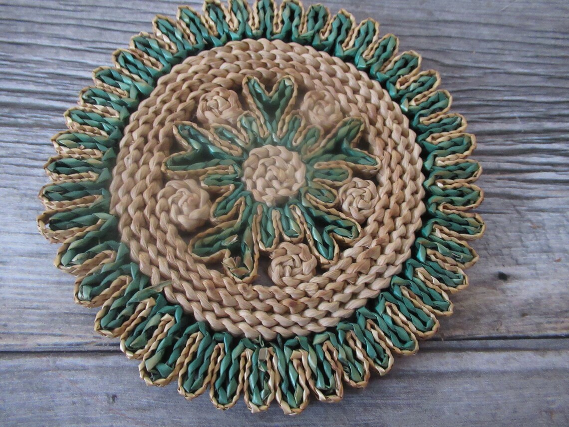 VINTAGE Set Of 3 Straw Raffia Trivets VTG Hot Pads Trivets Etsy