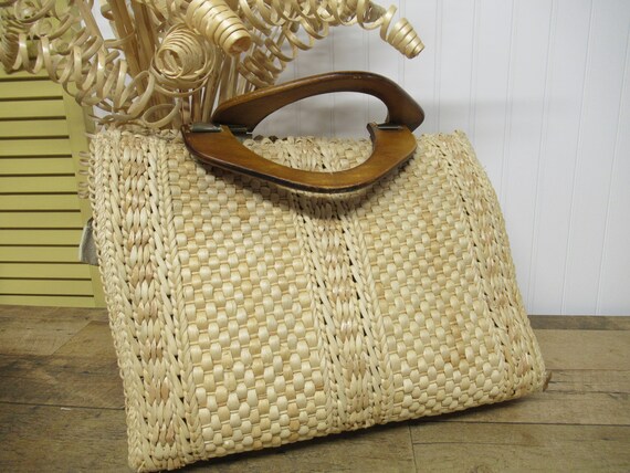 Made In ITALY Straw Tote Bag / VINTAGE Large Natur