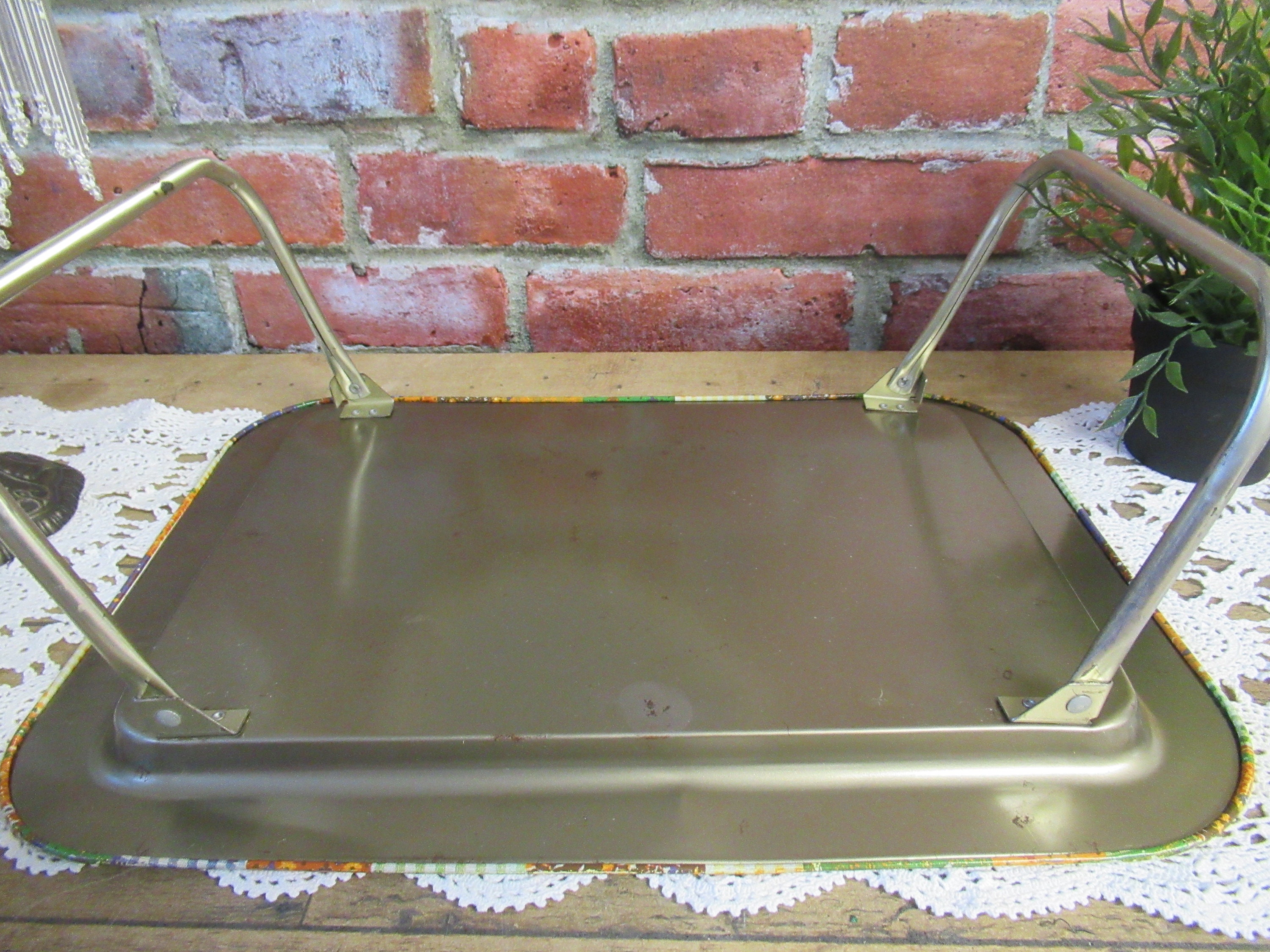 VINTAGE Metal Bed Tray Patchwork Design Folding Tray VTG Etsy