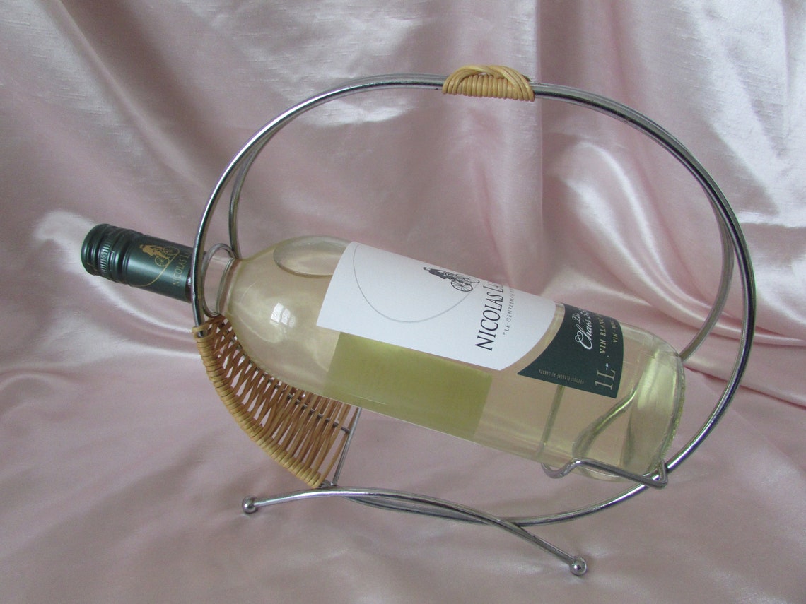 VINTAGE Wine Bottle Holder MidCentury Metal Wine Holder Etsy