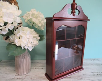Wooden Curio With Glass Door | Cabinet Curio | Trinket Display | Wall Hanging Curio | Solid Wood Curio