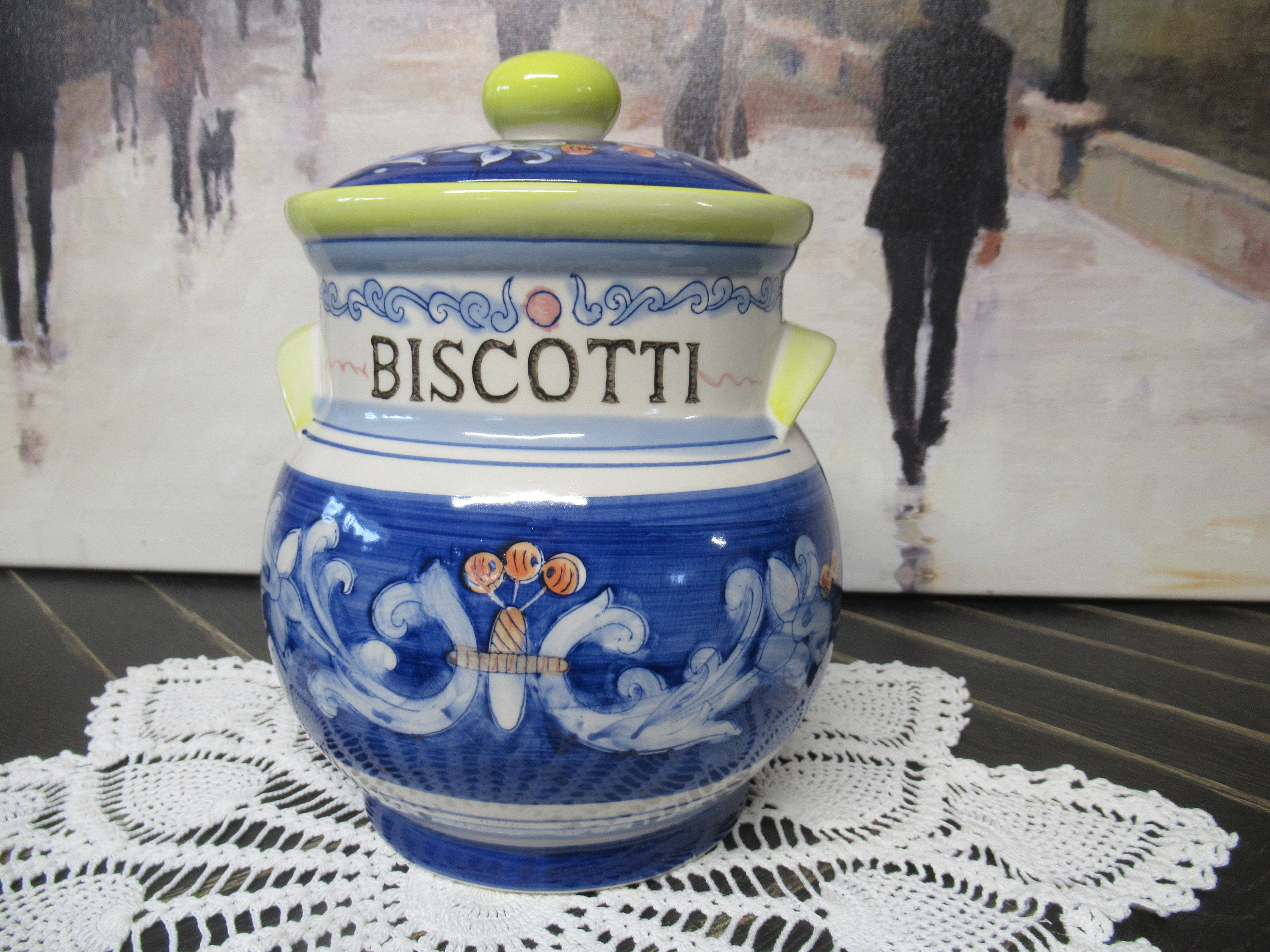 BISCOTTI Cookie Jar VINTAGE Ceramic Kitchen Storage VTG Etsy
