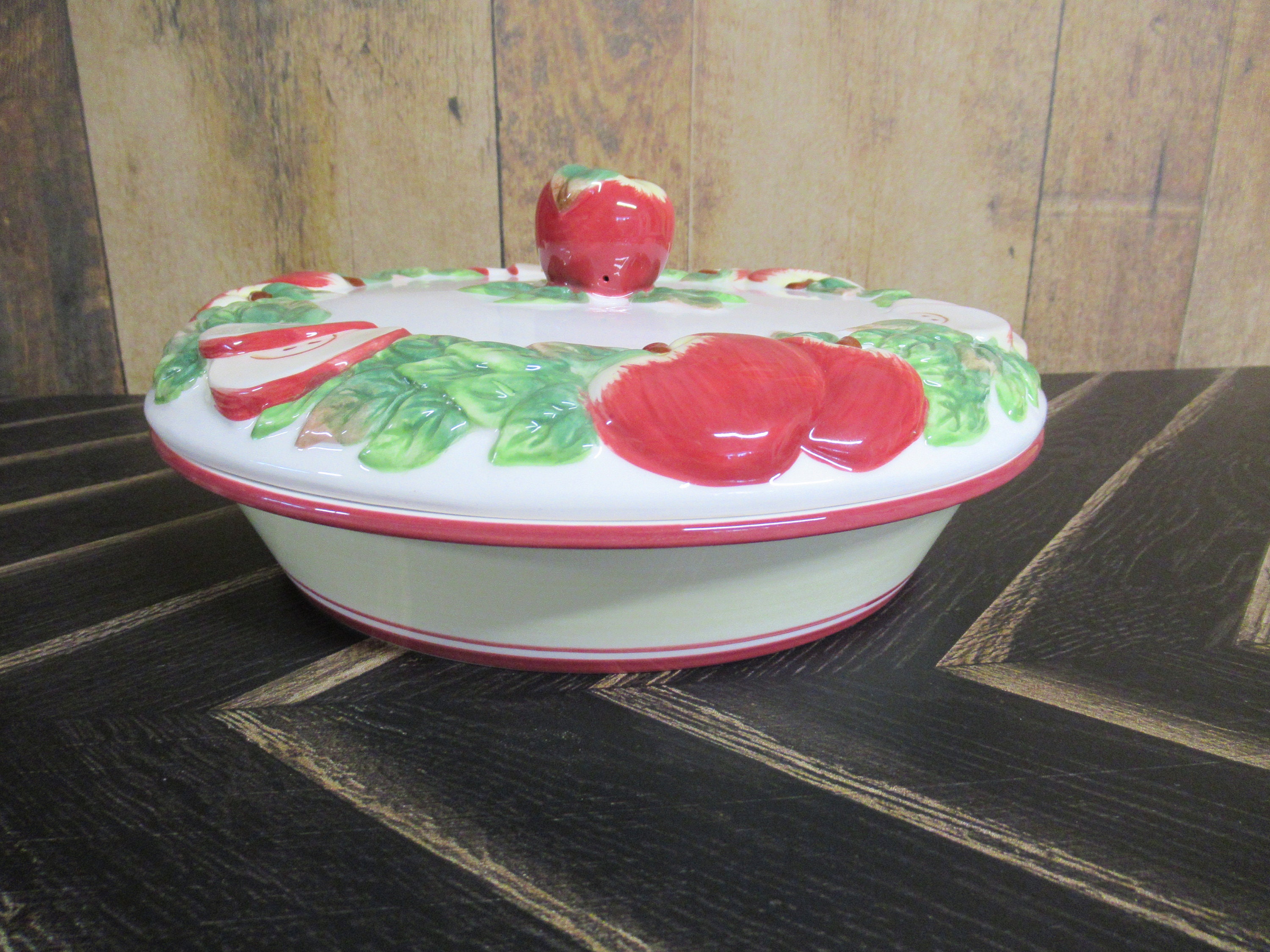 Ceramic Apple Pie Keeper / VINTAGE Pie Carrier / Kitchen Pie Etsy
