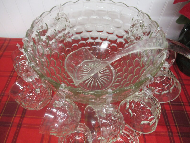 JUBILEE Punch Bowl Set / VINTAGE Wedding Clear Glass Serving / Etsy