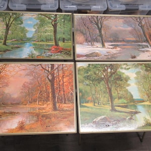 Robert Wood Folding Table Set, 4 Seasons Table Tray, TV Tray, Table With Stand