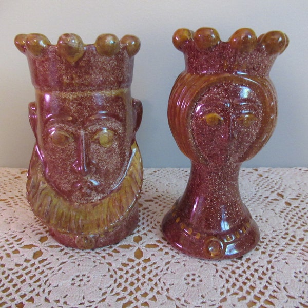 ALFARAZ Spain Art Pottery,, VINTAGE 1960s Pottery Statue,, VTG King And Queen Statue,, Rare To Find Alfaraz Pottery