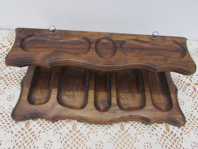 Mid-Century Jewelry Holder For Men VTG Organizer Station Retro, VINTAGE Wooden Valet Tray,