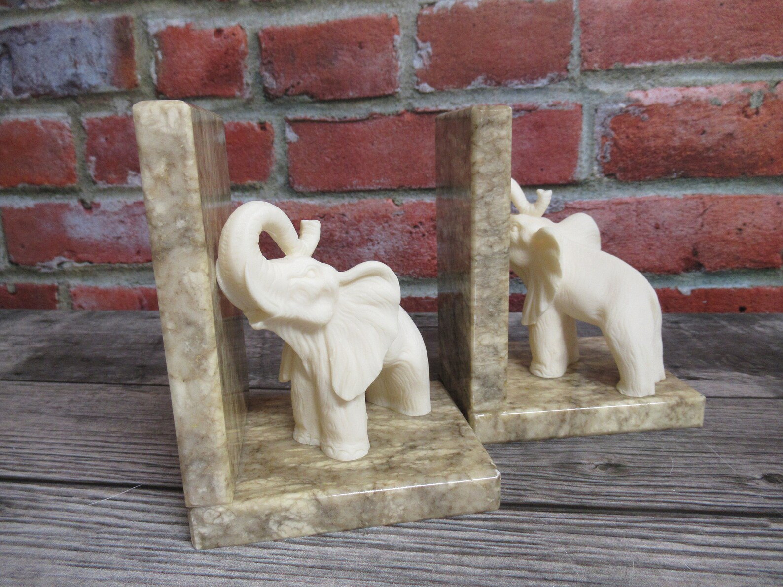 Pair Of Alabaster Elephant Bookend / VINTAGE Italy Marble And Etsy