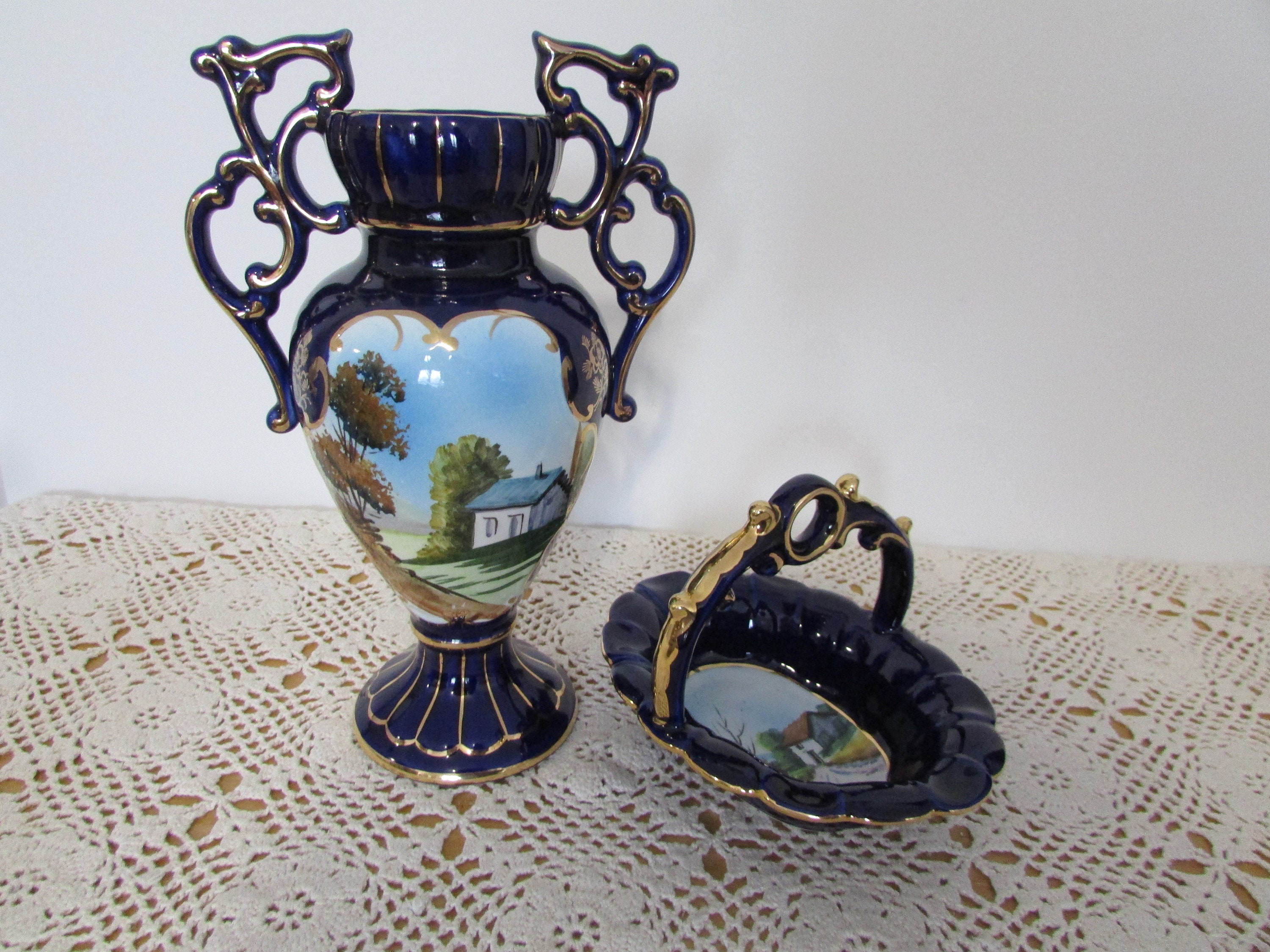 Stereotype kronblad Niende R B Alcobaca Portugal Vase and Candy Dishvintage Blue Cobalt - Etsy Finland