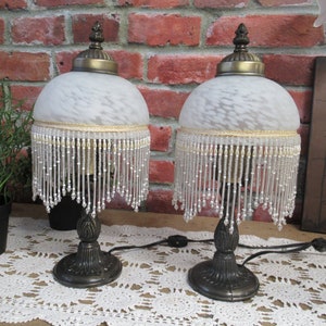 Bedside Table Lamp,, VINTAGE Metal base With GLass Beaded,SOLD INDIVIDUALLY