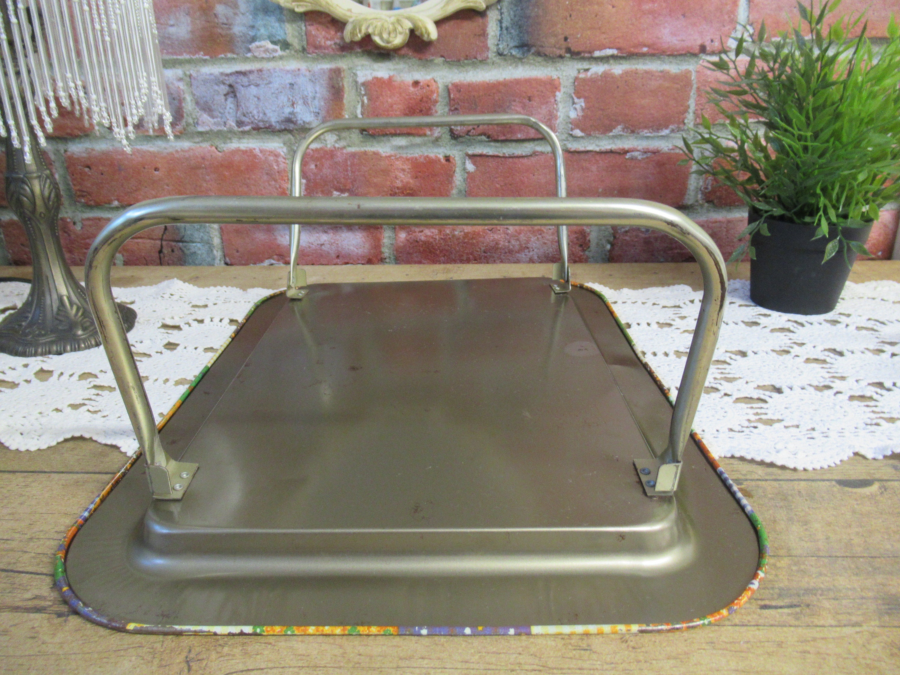 VINTAGE Metal Bed Tray Patchwork Design Folding Tray VTG Etsy