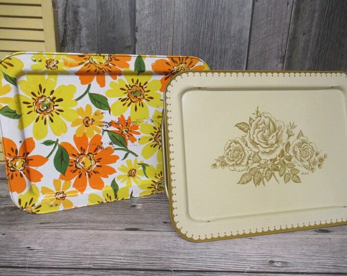 LAVADA Breakfast Bed Tray,, VINTAGE Folding Metal Bed Lap Tray,, Mid