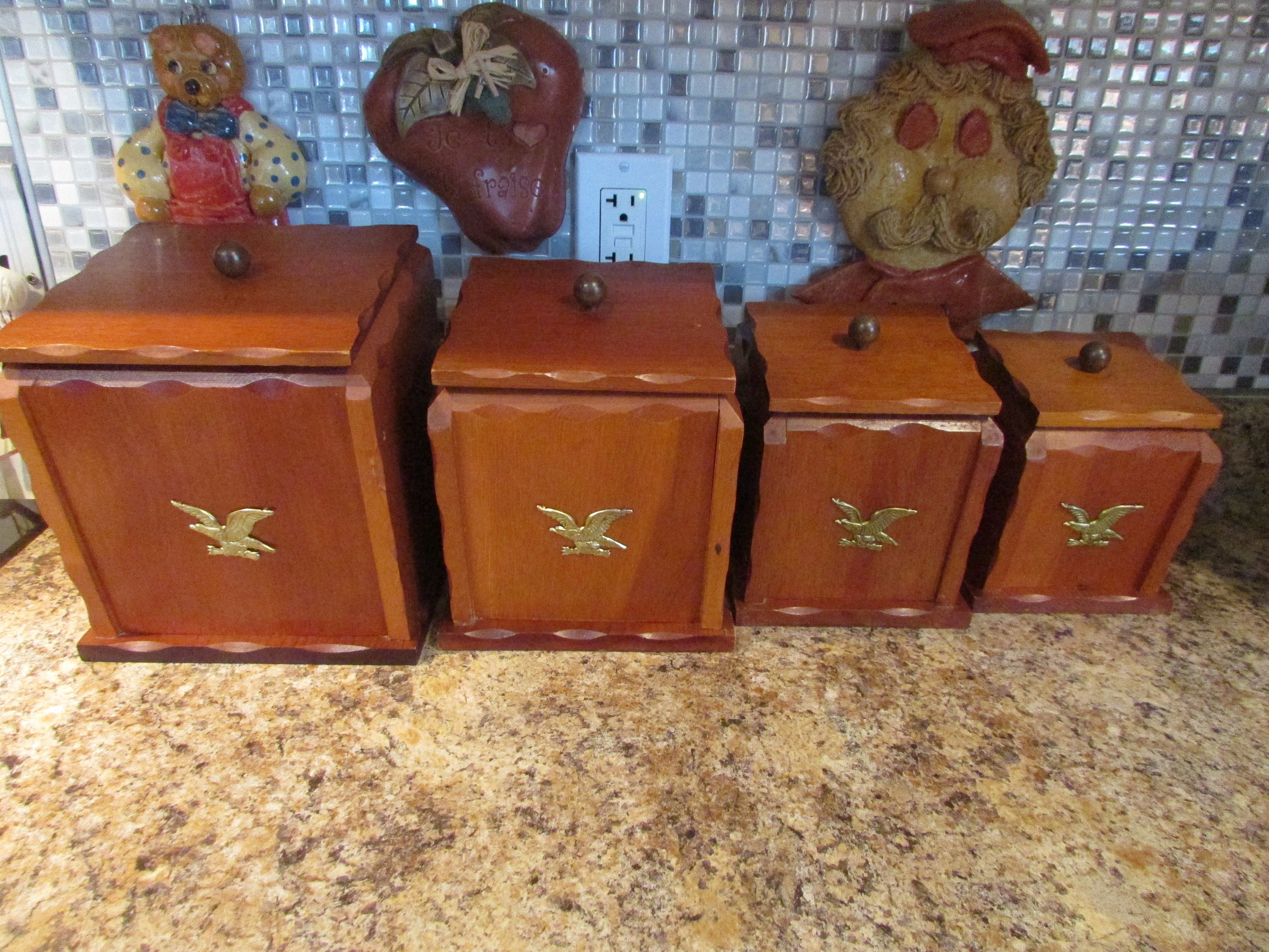 MidCentury Wooden Canister Set Boxes VTG Wooden Box Canister Etsy